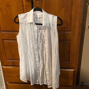 Elegant Sheer White Sleeveless Blouse